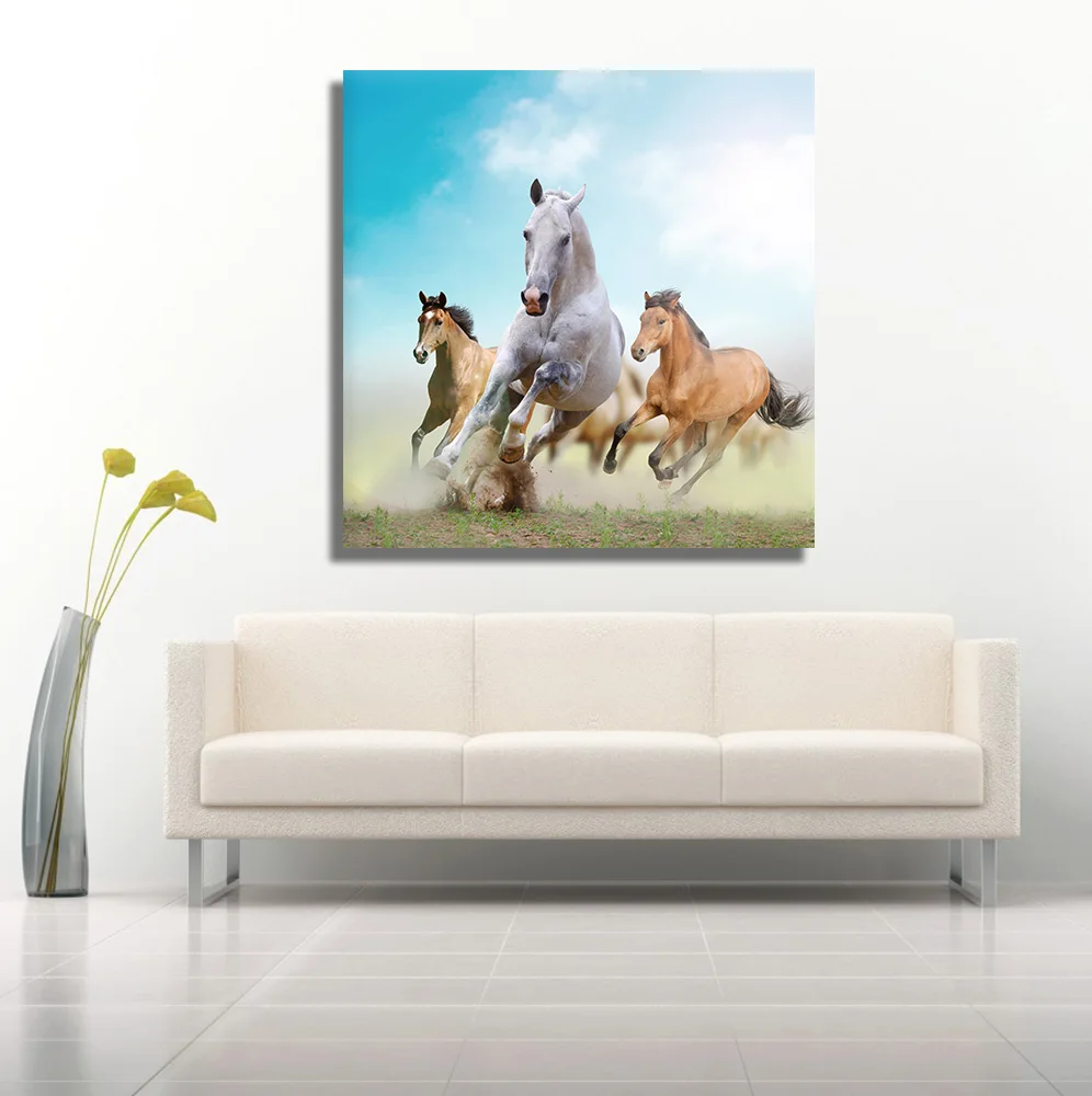 Running Horses Canvas Wall Hanging Modern Animal Art Running Horses Canvas Wall Hanging Modern Animal Art Stickers For Home Decor In Painting Calligraphy From Garden On