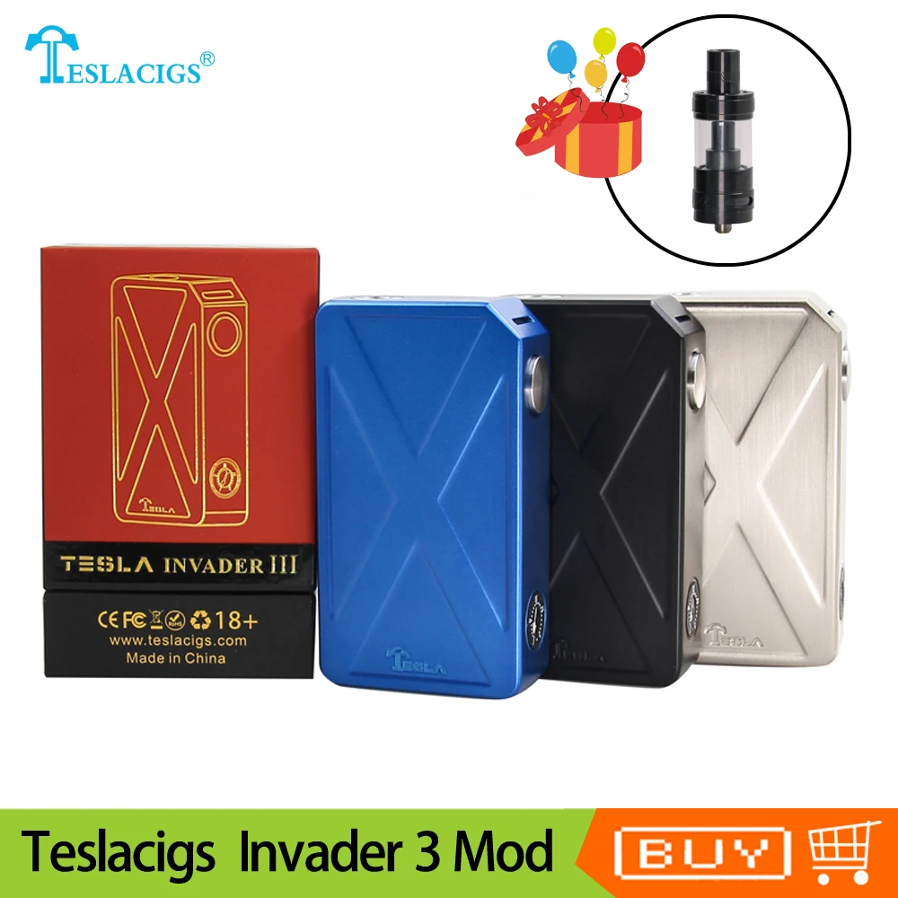

Original teslacigs Tesla Invader 3 III 240W Box Mod Invader 3 vape Mod for 510 Thread Electronic cigarette Mod vape VS drag 157W