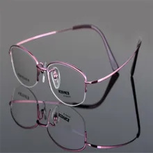 MONGOTEN ультралегкие женские модные полуоправы из чистого титана, очки для близорукости, красные, розовые прозрачные линзы, оптические очки, очки
