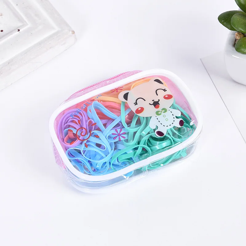 1 Bag Children Do Not Hurt Hair Color Small Hair Ring Strong Pull Continuous one-time Rubber Band Tie Hair Band G0502