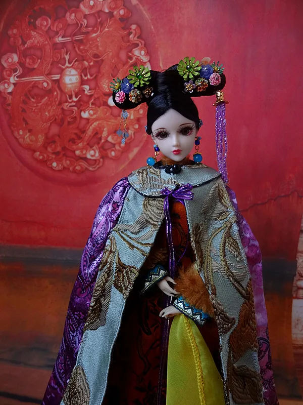 32cm Handmade Collectible Chinese Bjd Dolls Vintage Qing Dynasty