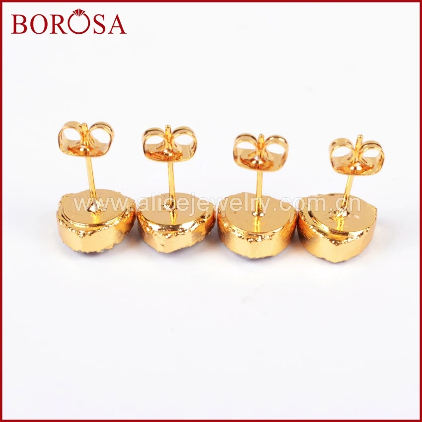 Серьги пусеты BOROSA 5/10 пар 10 мм треугольные золотого цвета из натурального титана