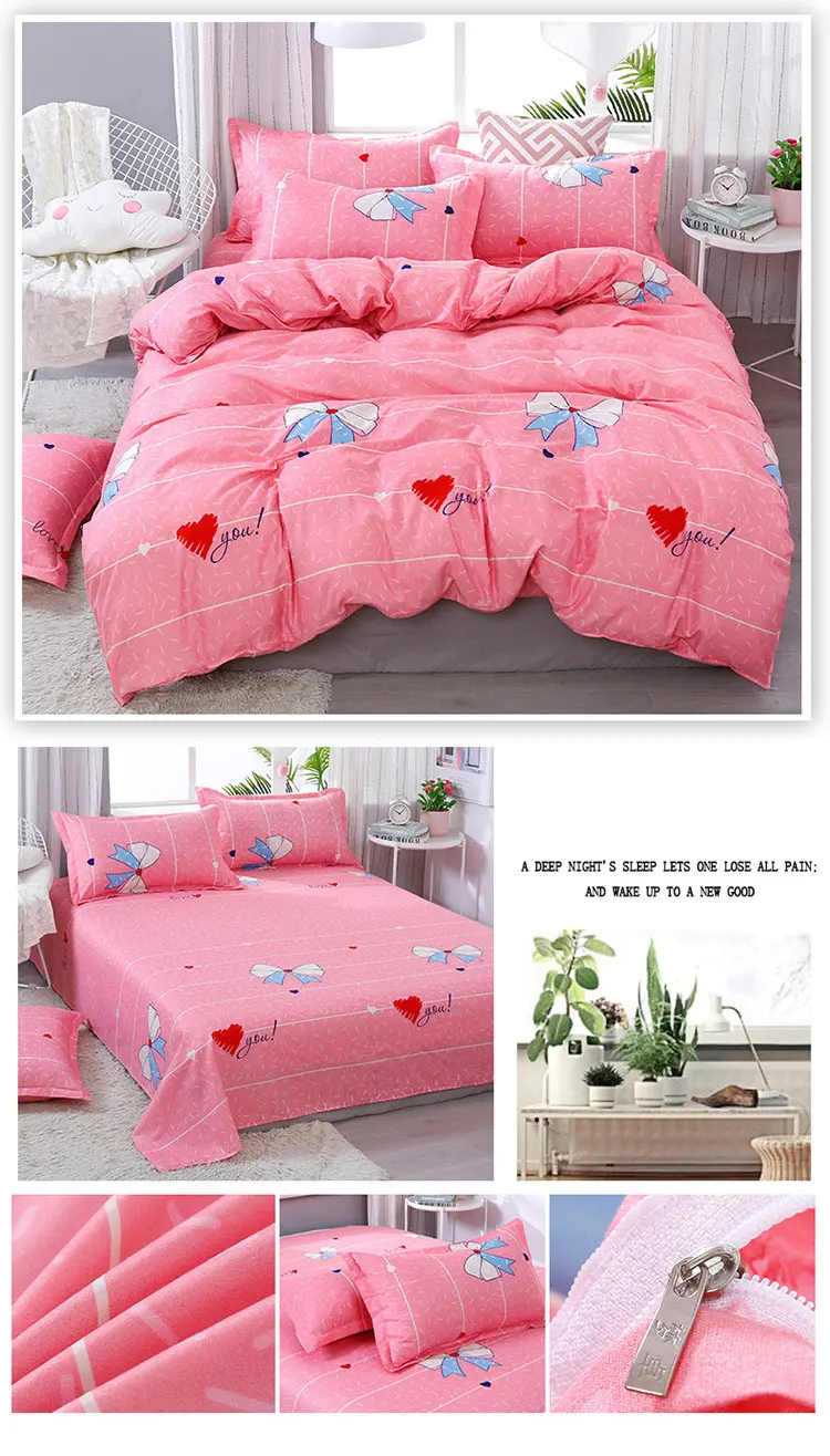 3/4pcs/Set Pink Purple Unicorn Kids Bedding Set Bed Linen Linings Cotton Duvet Cover Set Bed Sheet Pillowcases Home Textie