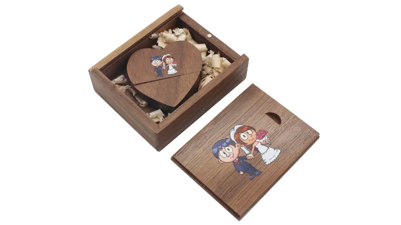 usb flash JASTER 2.0 usb Wooden heart usb+gift Box usb flash drives U disk Pendrive 4GB 8GB 16GB 32GB Wedding gift (over 1 PCS free LOGO) usb 3.0 flash drive