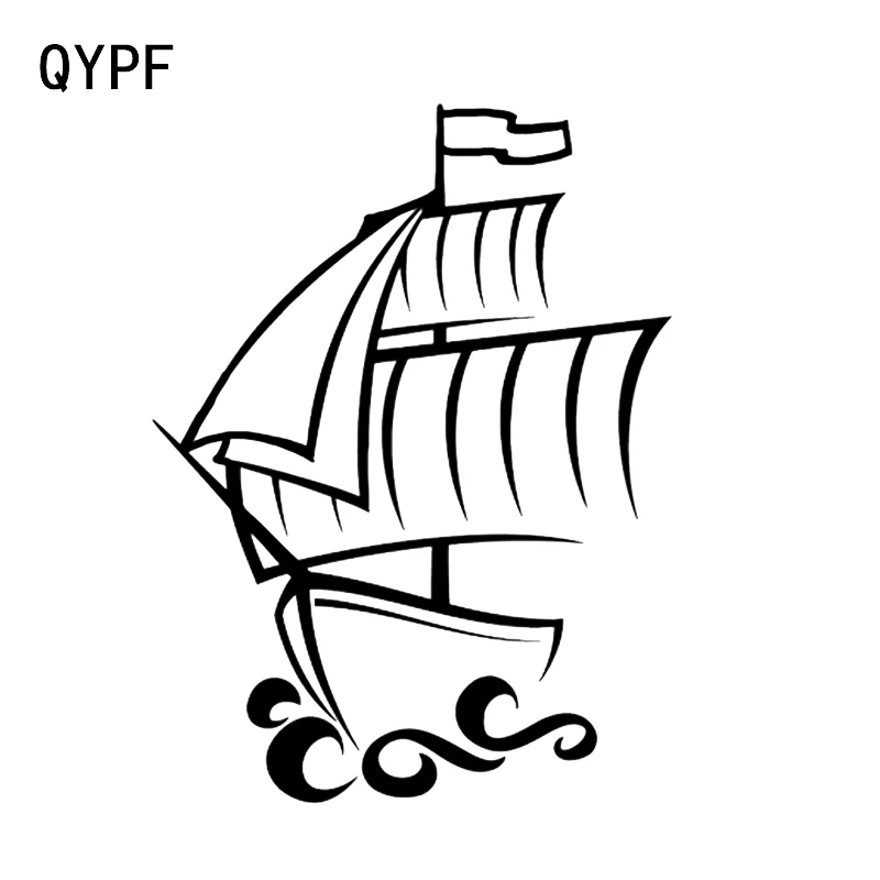 

QYPF 12.6*16.9CM Interesting Sailboat Decor Car Sticker Vinyl Silhouette Extreme Moveme C16-1081