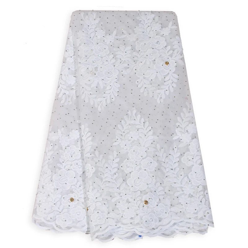 

2019 High Quality Tulle Lace Wedding Flower Embroidered Fabric Net Women Lace White Dress Nigerian Lace Trim African Lace Fabric