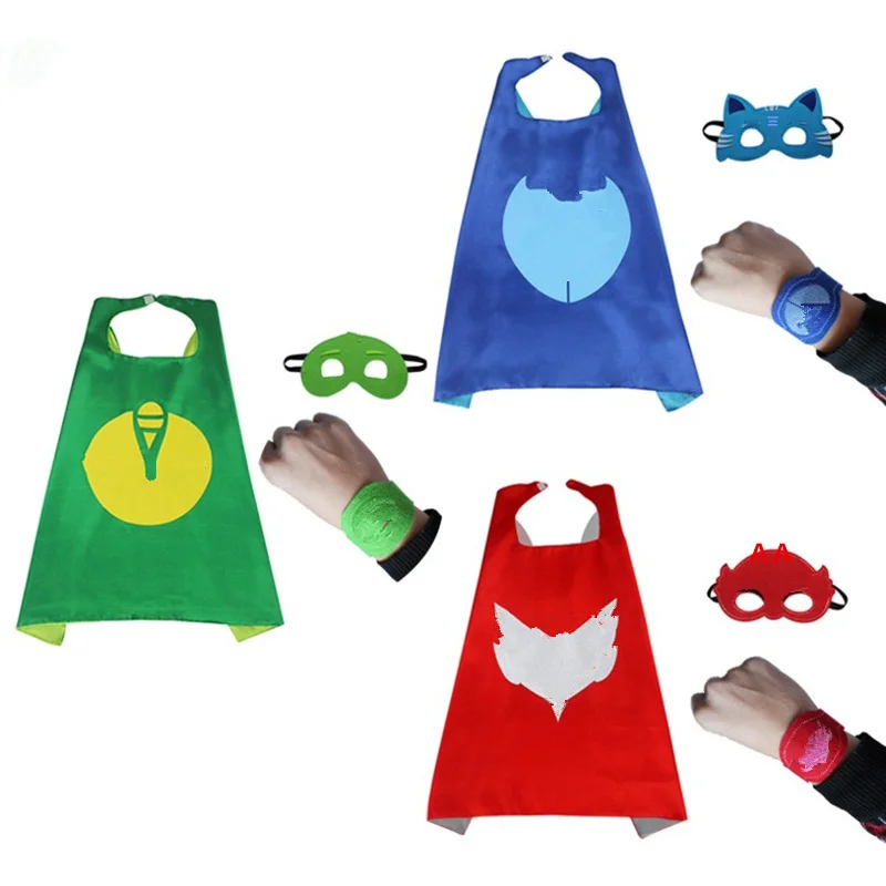 

4PCs PyJamasque Superheros Larp Party Mask Cosplay Costume for kids cloak masks masker Child Masks super heros masque avengers