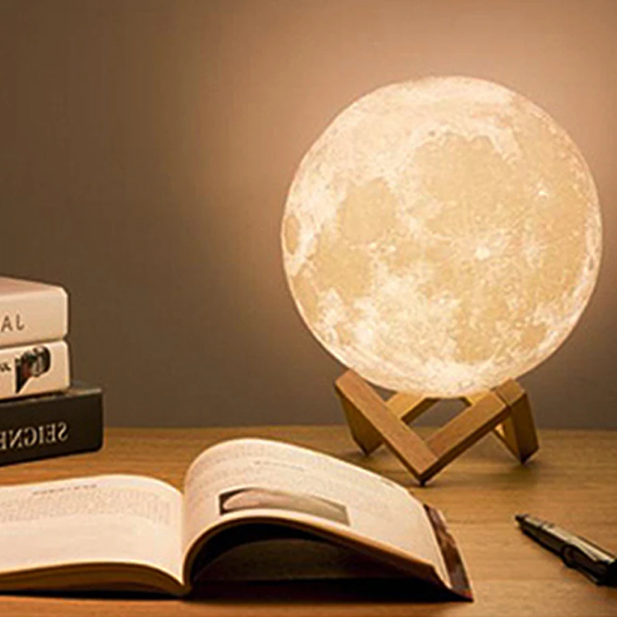 3D Print Moon Lamp USB Rechargeable Night Light 2 Colors Yellow / White Touch Control Moon Light Creative Gifts Dropshipping