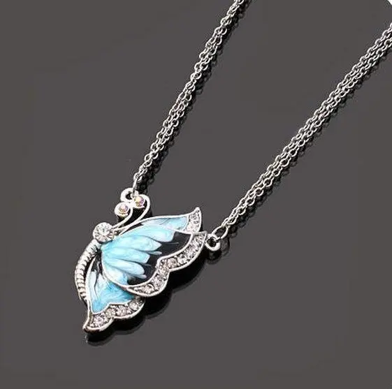 

Hot Selling Promotion Blue Butterfly Multilayer Necklace N118