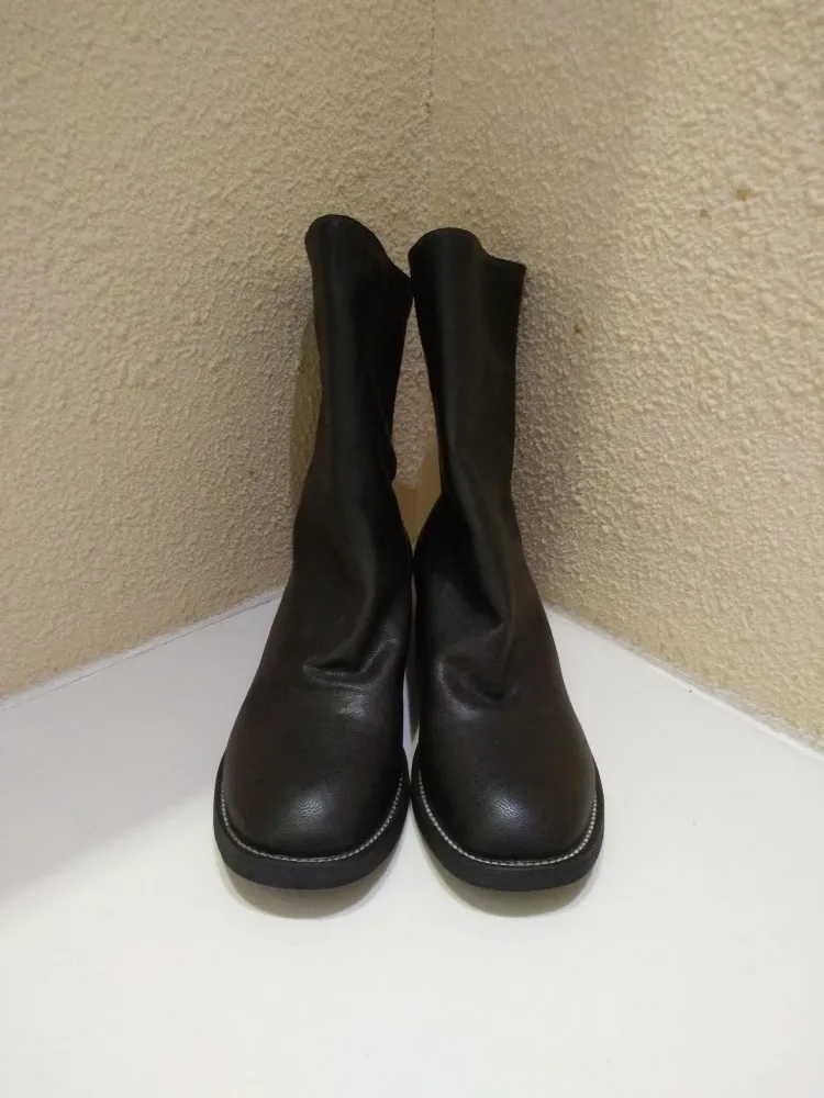Gre SchwarzWei 2018 Winterreitschuhe Damen Stiefeletten Mujer Leder Gro Echtes {zorssar} Botas Invierno e High 43 Heel Zapatos nPNkX08wOZ