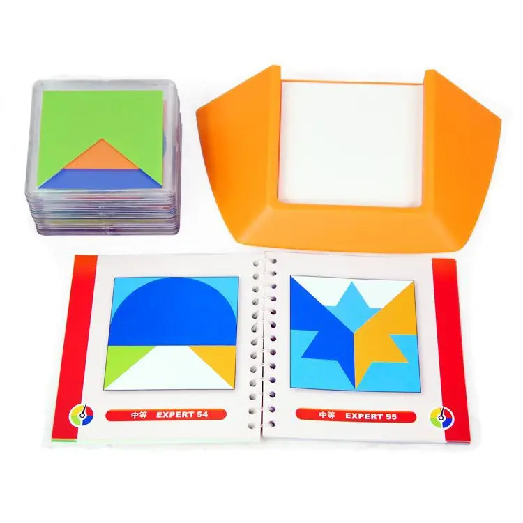 Baratos 100 juegos de rompecabezas de código de colores de desafío Tangram jigzle Board puzle juguete infantil los niños desarrollen habilidades de lógica de motivación espacial juguete