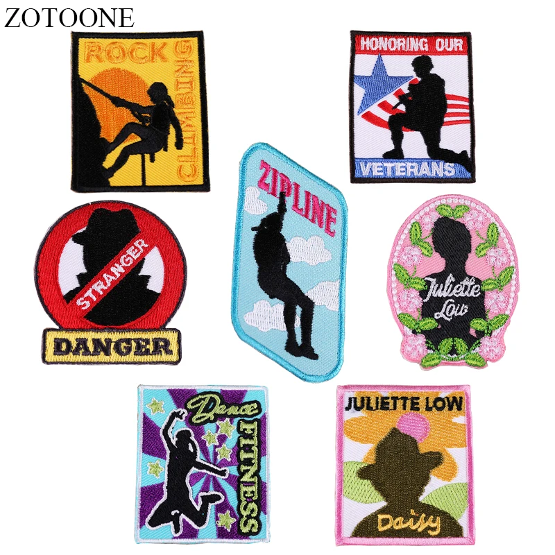 

ZOTOONE Iron on Letter Patches for Clothes Backpack Applique Embroidered Rock Flag Patch Jacket Jeans DIY Sewing Accessories