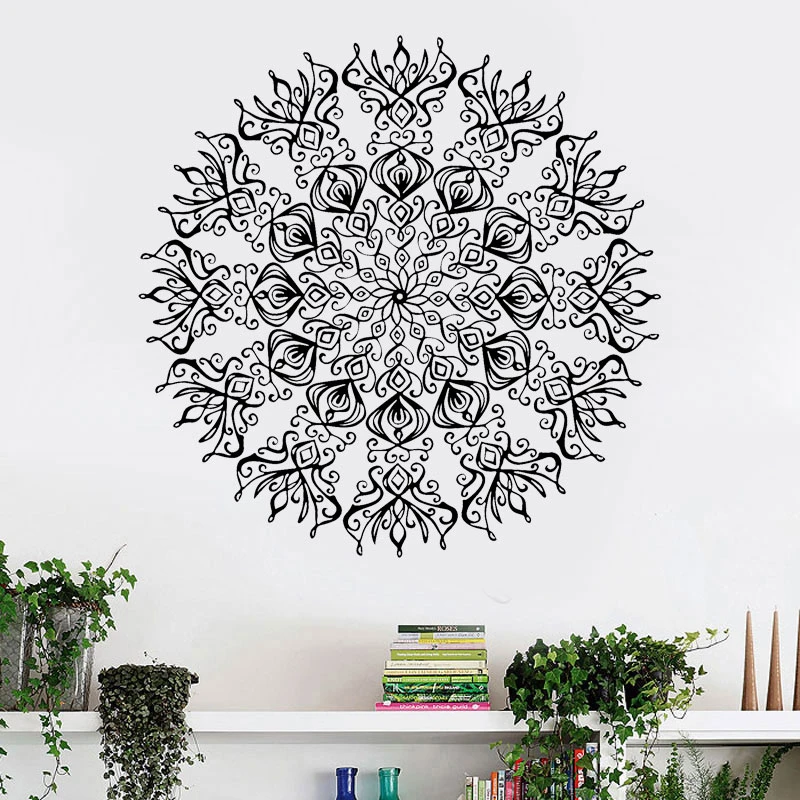 Household Products Symbol Mehndi Mandala Yoga Indian Round Wall Sticker Removable Home Decoration Datura Wallpaper Bedroom Ma 15 Bedroom Products Sticker Removerwall Sticker Aliexpress