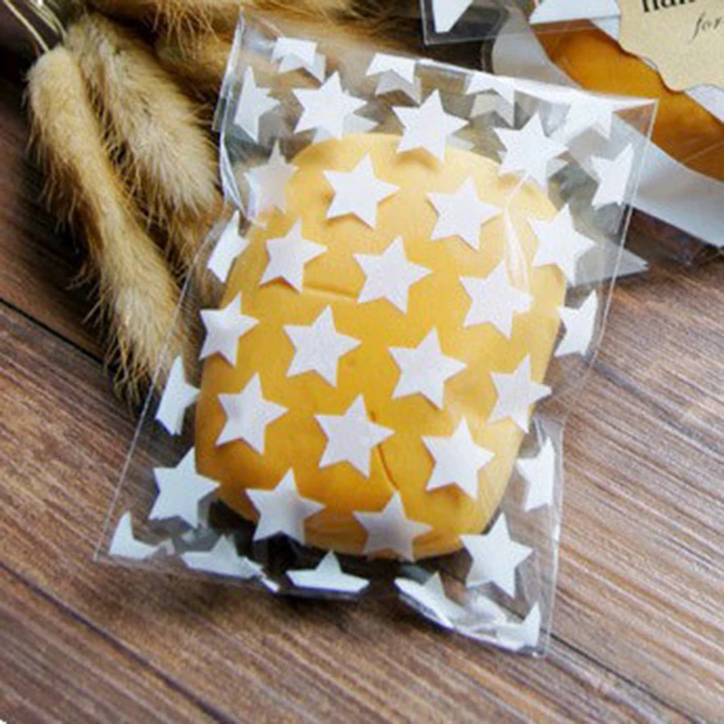 50 шт. золотисто-белый пентагарм Opp упаковочная сумка Подарочная сумка для выпечки пакеты для печенья конфет самоклеящиеся сумки для свадьбы, дня рождения, вечеринки
