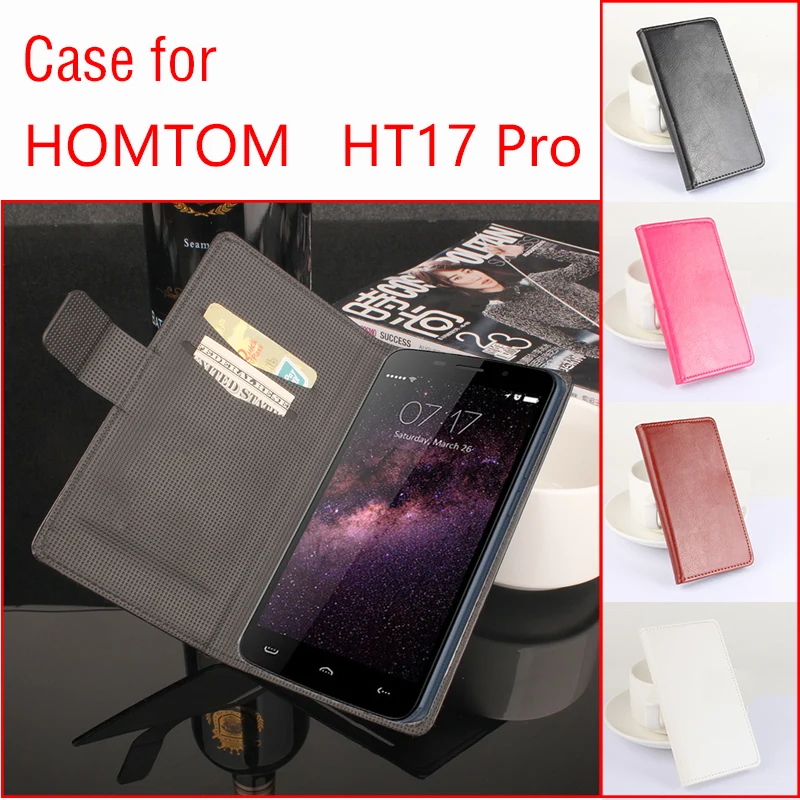 

For HOMTOM HT17 Pro Phone Case Folio Flip Pure Color Crazy House Pattern Premium PU Leather Wallet Case Cover Factory Price
