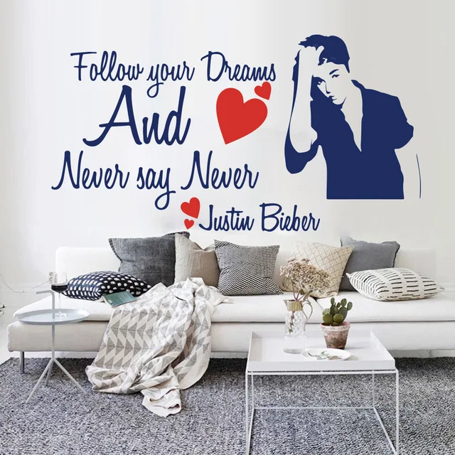 never say never quote wall sticker bedroom kids room follow your
