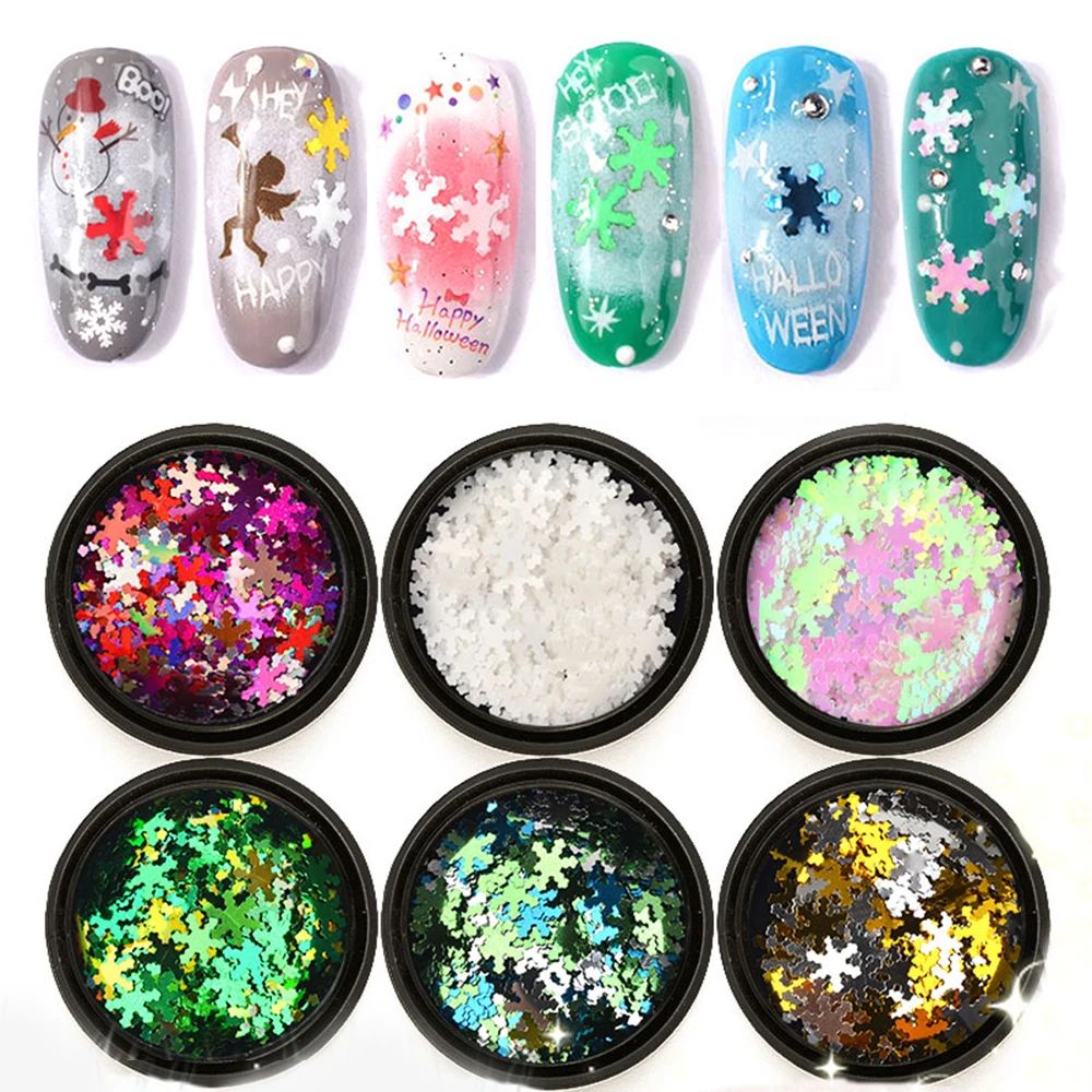 

6 Color/Set Ultra Thin Sequins Glitter Colorful Shinning Sequin Snowflake Shape DIY for Nails Art Manicure Decoration