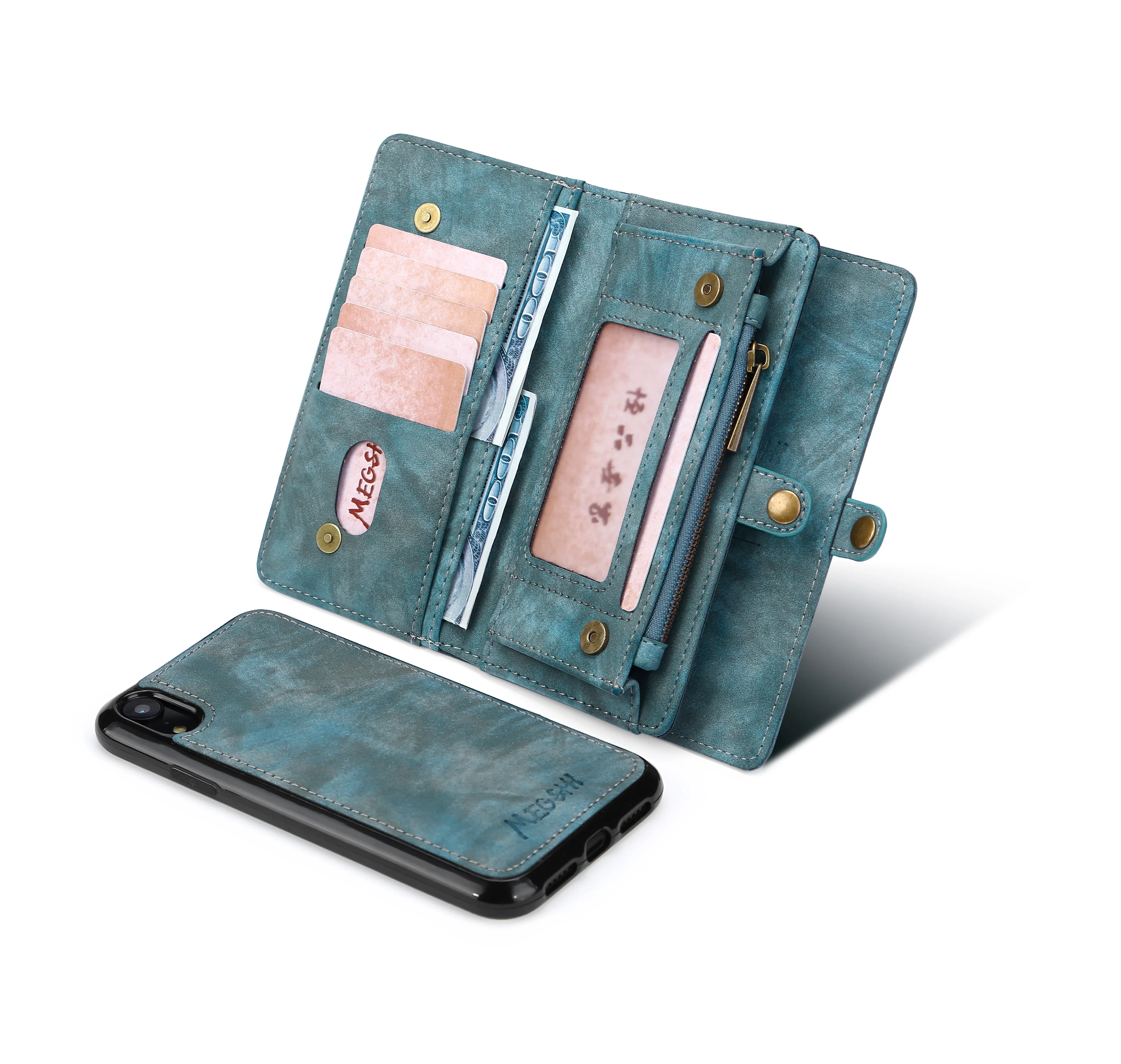 

Business Wallet Multifunctional Zipper Wallet Case Detachable Magnetic Back Cover Luxury Leather Case For HUAWEI P20 Lite