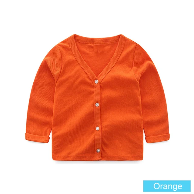 SheeCute Spring Autumn Baby Children Clothing Boys Girls Candy Color Knitted Cardigan Sweater SCH0286 Orange