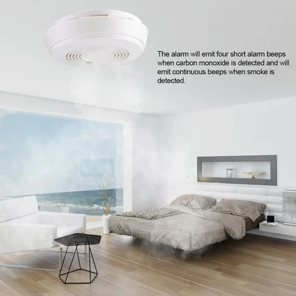 Home Security Carbon Monoxide Smoke Detector Alarm Sensor Sound