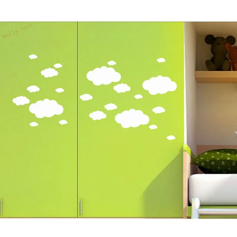 Мини-Наклейка Настенная «облака», виниловая облачная настенная художественная детская комната, Набор 18 облаков наклейка для домашнего декора