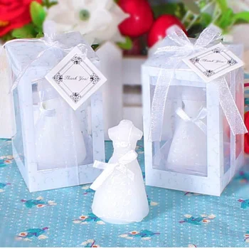 

50pcs wedding bride dress candle favor wedding gifts for guest wedding souvenirs wen6297