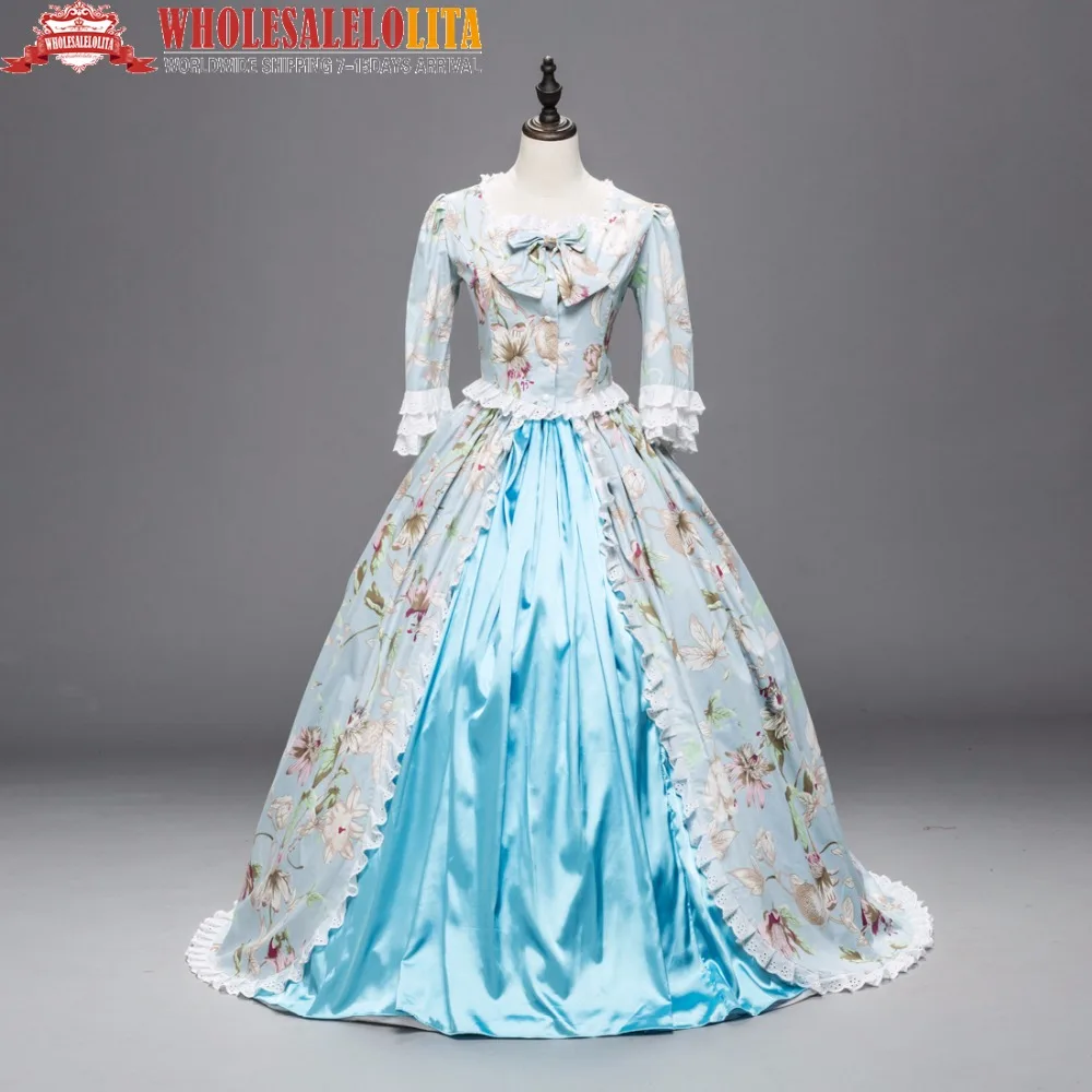 Renaissance Colonial Ball Gown Period Dress Floral Theater Reenactment 