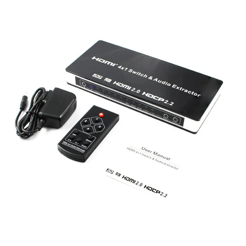 Версия 2 0 HDMI коммутатор коробка 4X1 четыре в Hdmi аудио сепаратор 1 выход HMDI2.0 HDCP2.2