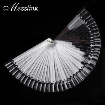 

50 Clear False Nail Art Tips Stick Polish Display,Practice Fan Gel Design Board,Foldable Color Chart,Nail Palette Tools