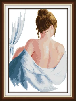 

Sweetness cotton home decor canvas Cross Stitch kits people 14ct white 11ct print embroidery DIY handmade needlework wall