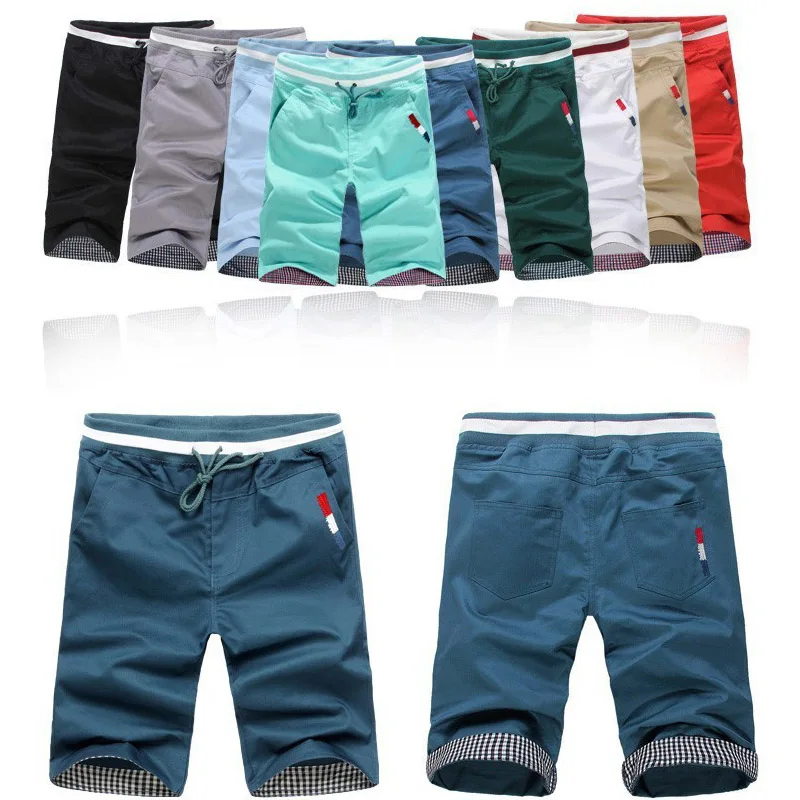 Men Boy Short 4XL Men Shorts Large Size Casual Summer Pants Plaid Hem Pocket Short Pants For Man Beach JOOJ-0026
