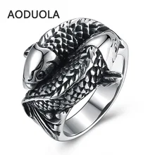 Кольцо в стиле панк из нержавеющей стали с животными рыбками, кольца большого размера, Ретро стиль, винтажное байкерское большое античное мужское кольцо для уплотнения, мужское рок-ювелирное изделие