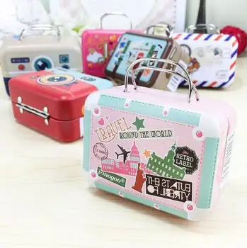 

100 pcs/lot 75*35*55mm Small Tin Vintage Party Rectangle Handbag Suitcase Luggage Shaped Candy Box Wedding Favor Gift Boxes
