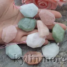 Natural azul rosa Cortar Facetas Cuentas de piedra 15.5 “Hilos