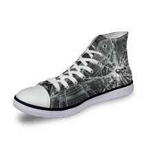 Бесшумные дизайнерские женские винтажные высокие кроссовки для девочек; повседневная обувь со шнуровкой; Вулканизированная женская обувь серого цвета с 3D-принтом; парусиновая обувь на плоской подошве