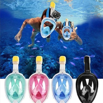 

New adult children anti-fog diving mask snorkel full face diving mask silicone full dry polycarbonate shatterproof mask