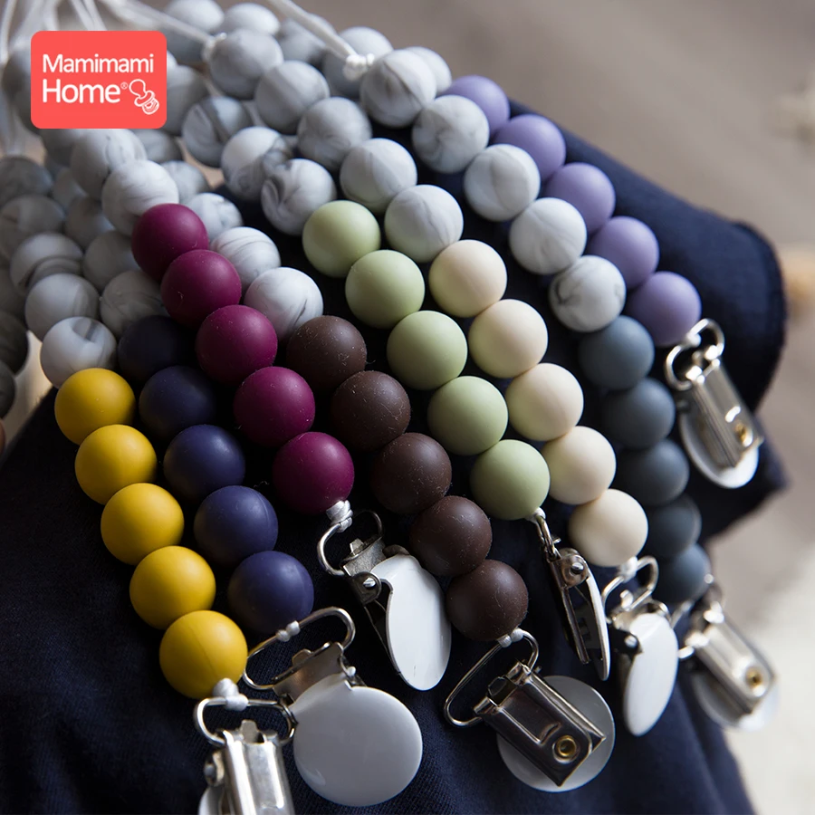 

Silicone Pearl Tiny Rod Marble Beads Metal Pacifier Clip Dummy Chain Silicone Teether Rodent Pacifier Teether Chains Let'S Make