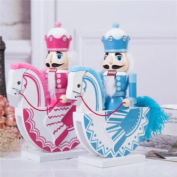 

H01-X028 Best Christmas Valentine's Day birthday gift home decoration Nutcrackers 25cm pink color rocking horse 1pcs