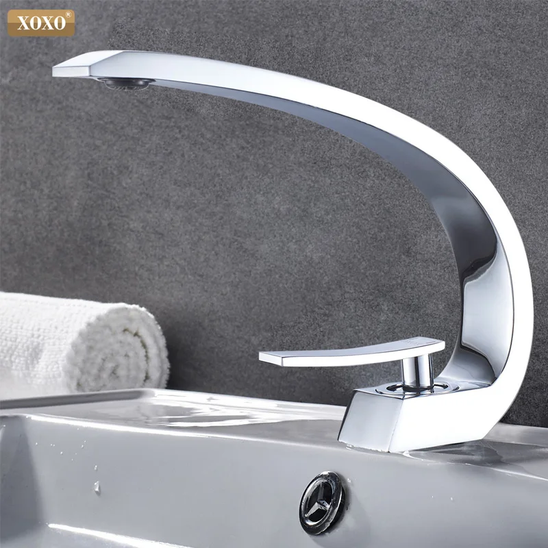 Cena Baterie umywalkowe XOXO nowoczesna łazienka Mixer Tap mosiężna bateria umywalkowa pojedynczy uchwyt pojedynczy otwór elegancki żuraw do łazienki 83006