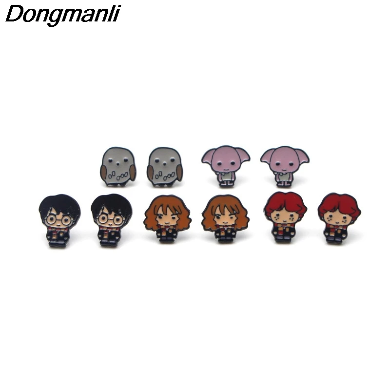 

DMLSKY Wizard Student Jewelry Cartoon Cartman Stud Earring Enamel Earrings Pendant for Kids Girls Cute Accessories M2853