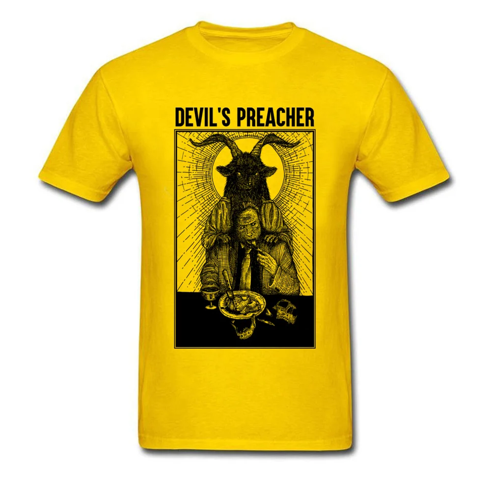 Devilss Preacher II Tops T Shirt Fashion Round Collar Casual Short Sleeve Pure Cotton Men T-shirts Casual Tops Tees Devilss Preacher II yellow