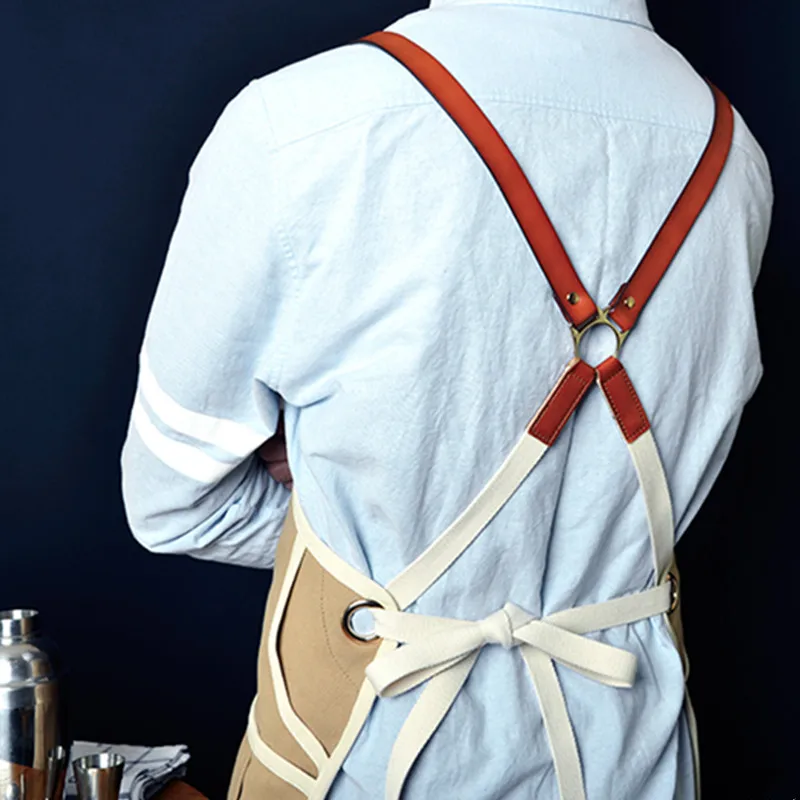 Canvas Apron Crossback Leather Straps E20-4