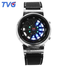 2016 Hot Sale Brand TVG Fashion LED Watch Steel Case Black Silicone Strap Wristwatches Unique Display Time Waterproof
