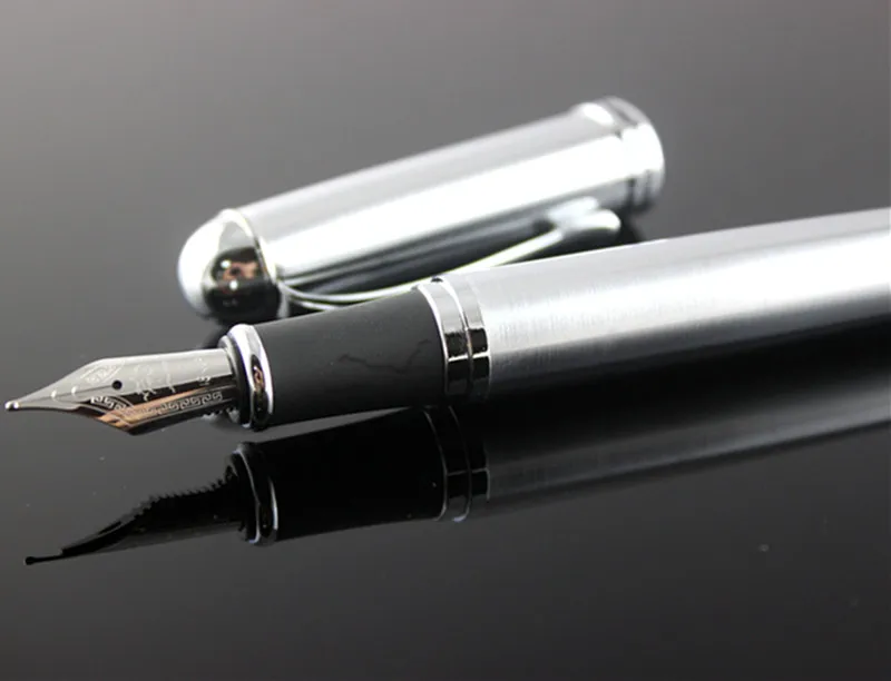 Элитный бренд Jinhao X750 серебро Нержавеющая сталь перьевая ручка средней 18KGP перо офиса школы название ручек молочного цвета подарочные канцелярские товары