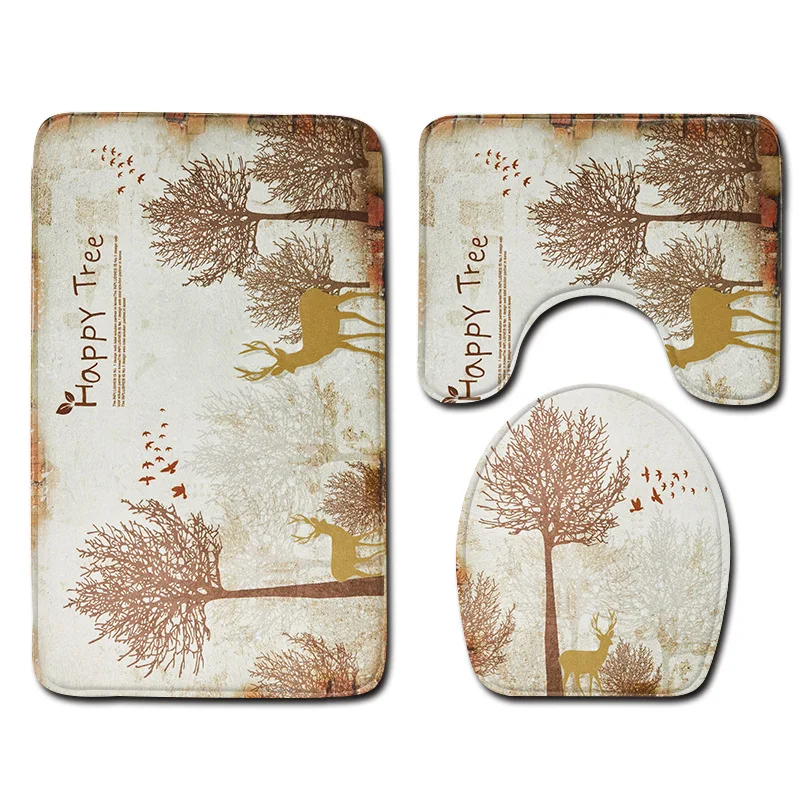 

Printing Forest and Fawn Doormat Anti Slip Bath Mat or Toilet Mat or U Mat Carpet for Bathroom 3D Bath Rugs 1pc Non Slip
