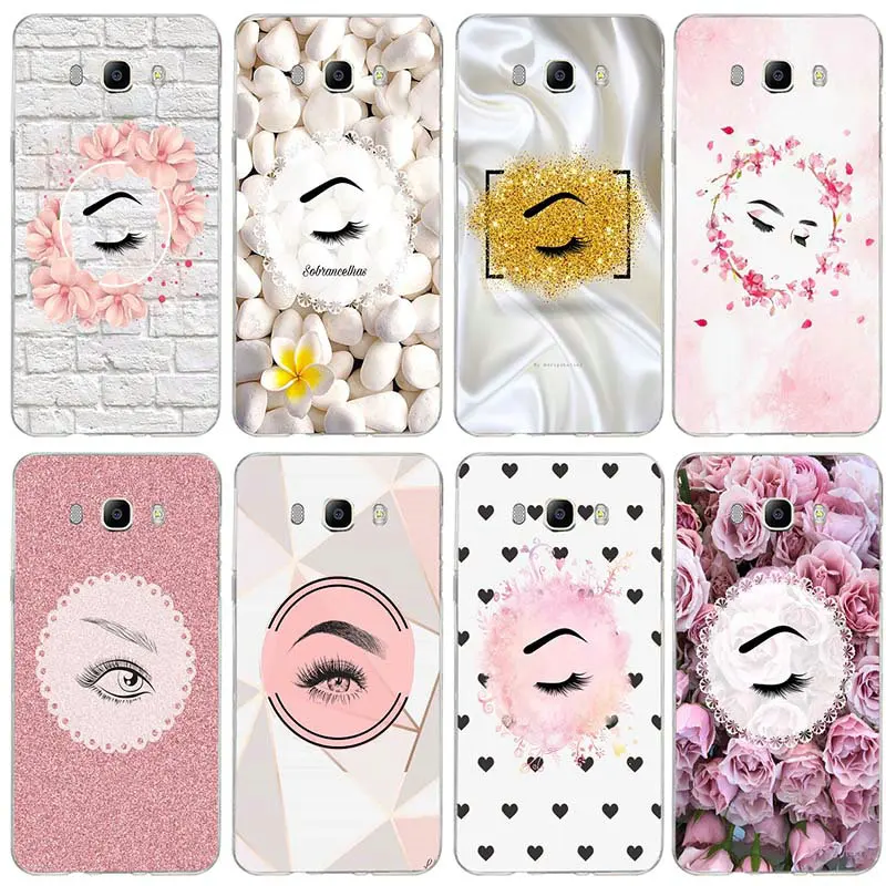 

For Samsung Galaxy A3 A5 A7 J1 J2 J3 J4 J6 J5 J7 J8 2016 2017 2018 Shell Soft TPU Phone Cases Cover Eyelash And Eyebrow Drawing