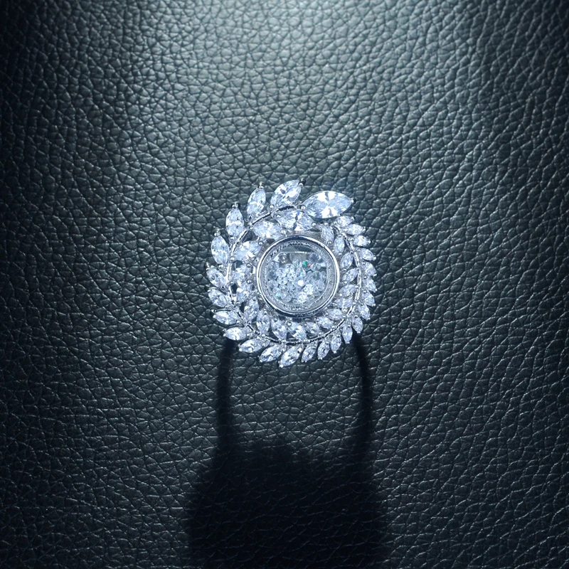 Hibrid кольца в форме листа высшего качества с кубическим цирконием для женщин, Роскошные вечерние, свадебные подарки,, Bijoux Femme R-257
