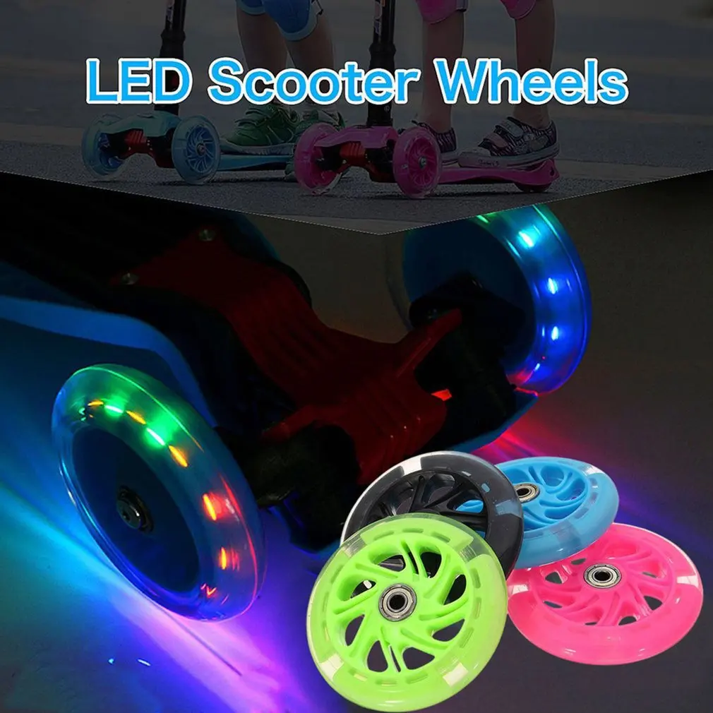 

80Mm Led Flash Wheel Mini Or Maxi Micro Scooter Flashing Lights Back Rear Abec-7