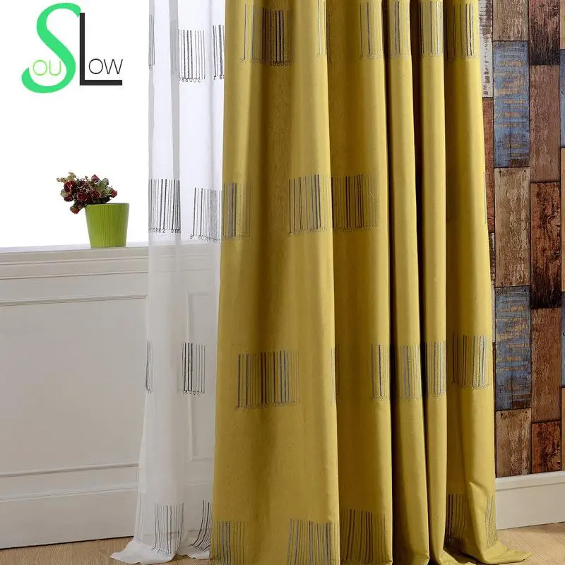 Занавески хлопковые с вышивкой и штрихкодом для кухни спальни|curtains for|curtains for living