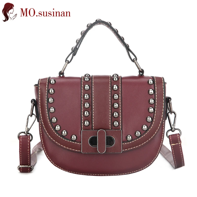 Piccola Borse Messaggero Le Per Del Donne Dell'annata Borsa Nuovo Flap white Tote Sacchetto Delle Black red Sella 2019 Di pink Signore Crossbody Femminile Rivetto A Tracolla Da Cuoio qf0gqd